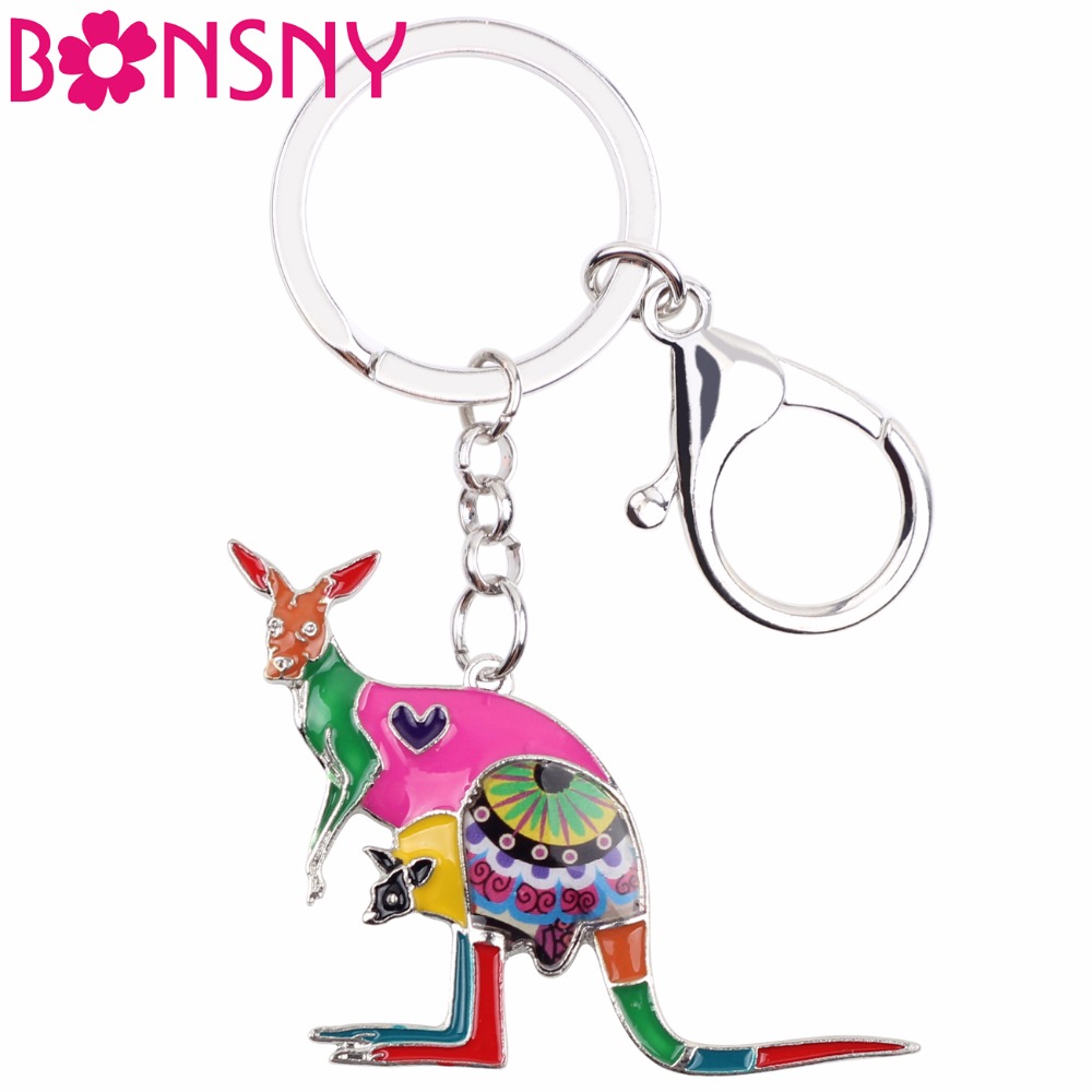 Women'S Kangaroo Bags - Bonsnyเคลือบดอกไม้ออสเตรเลียจิงโจ้พวงกุญแจผู้หญิงสาวพวงกุญแจของขวัญเสน่ห์กระเป๋าพวงกุญแจรถกระเป๋ากุญแจเครื่องประดับแฟชั่น