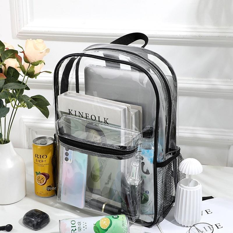 Women Bags Waterproof - กระเป๋าเป้สะพายหลัง PVC ใสสำหรับกีฬากลางแจ้ง กระเป๋าเดินทางแบบลำลอง กระเป๋าเป้สะพายหลังแบบมองเห็นได้ ความจุขนาดใหญ่