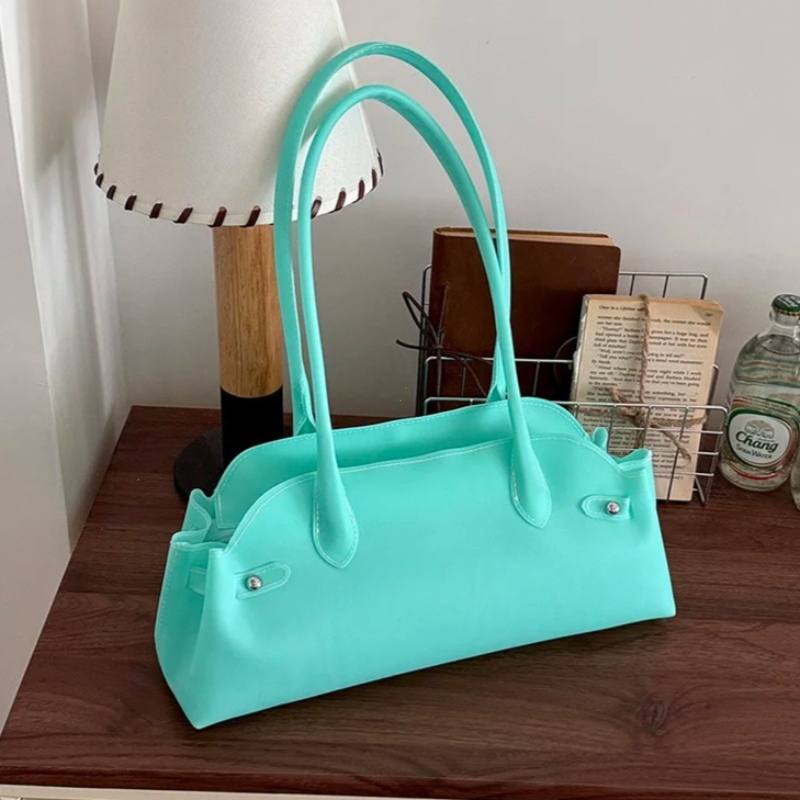 Women Hand Bags For Office - กระเป๋าถือผู้หญิง PVC สีพื้น หูหิ้วสั้น กระเป๋าสะพายไหล่ลำลองสำหรับทำงานประจำวัน 2026