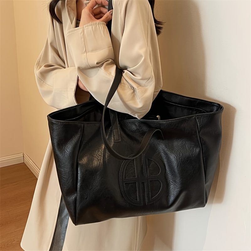 Women Bags Zip - กระเป๋าโท้ทผู้หญิงความจุขนาดใหญ่เก๋ไก๋ - หนังเทียมนุ่มสไตล์วินเทจลําลอง กระเป๋าถือไหล่สีทึบอเนกประสงค์พร้อมซิปปิด
