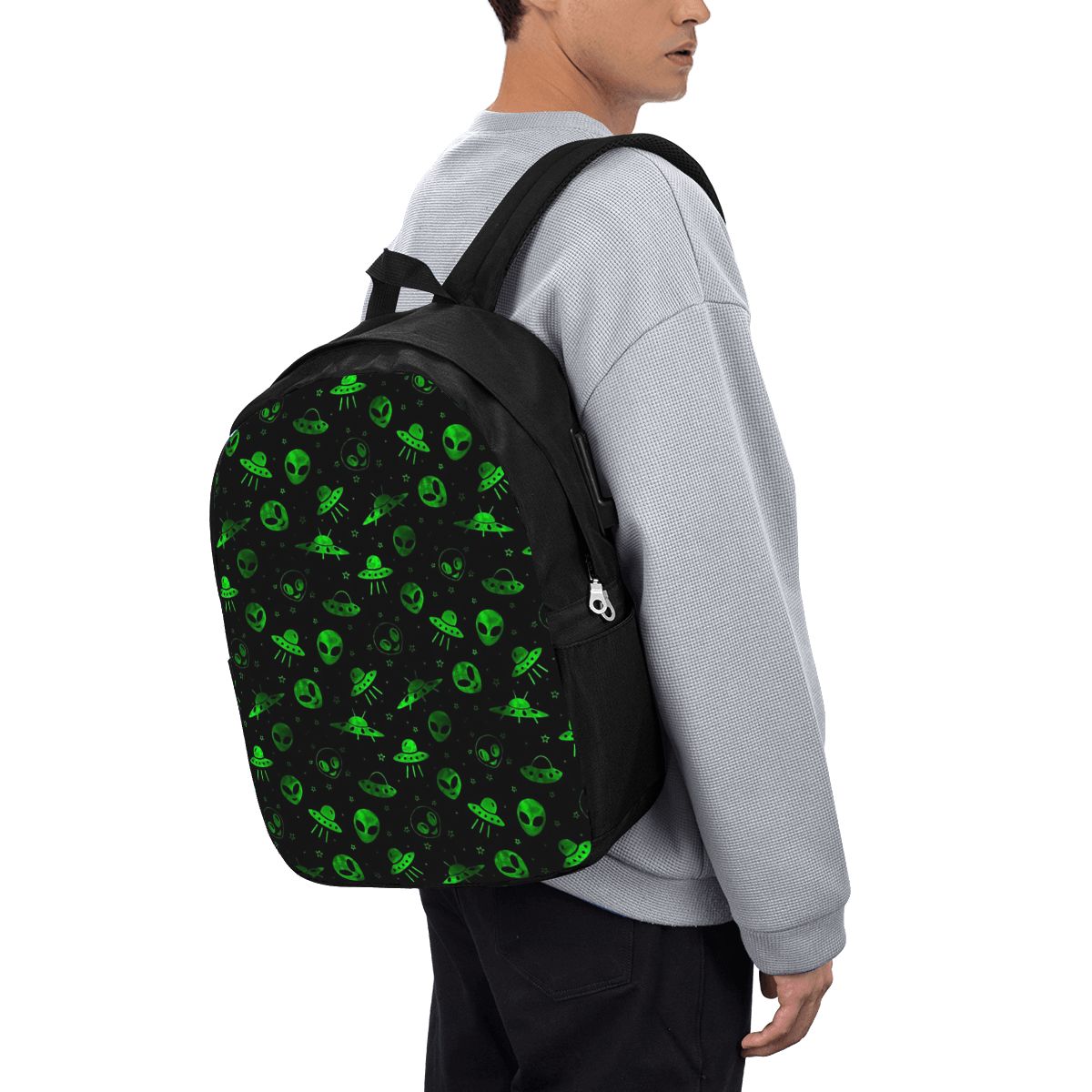 Women Bags Laptop - กระเป๋าเป้สะพายหลังลายเอเลี่ยนและยูเอฟโอ กระเป๋าใส่โน๊ตบุ๊ค กระเป๋าคอมพิวเตอร์ กระเป๋านักเรียน กระเป๋าสะพายแล็ปท็อปสำหรับผู้ชายและผู้หญิง