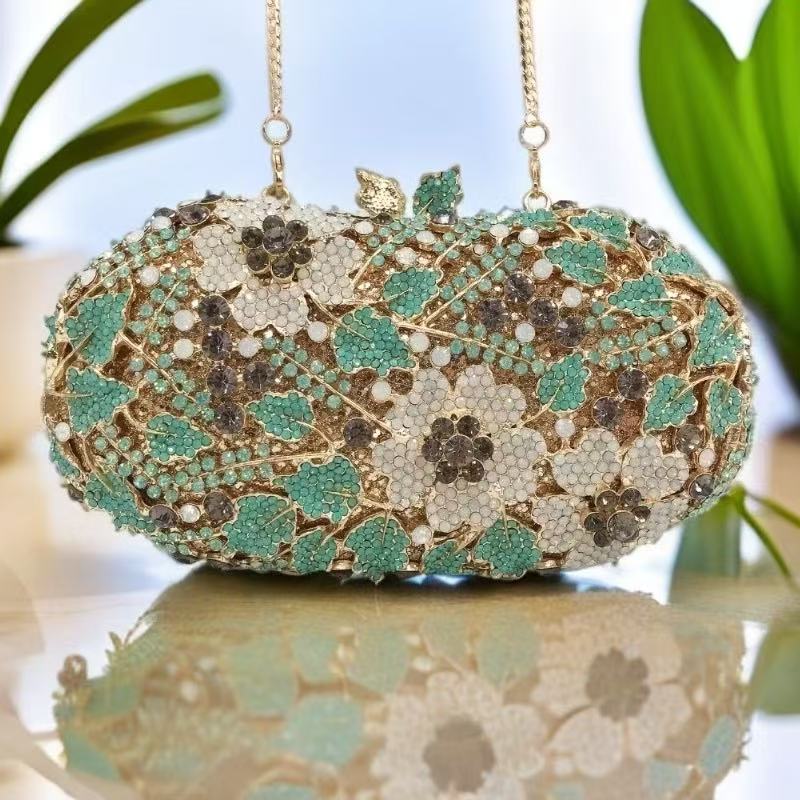 Women Bags Green - ผู้หญิงสีเขียว/สีขาวคริสตัลคลัทช์กระเป๋าสตางค์หิน Minaudiere Rhinestones กระเป๋าเจ้าสาวเพชรกระเป๋าถืองานแต่งงาน Dinner กระเป๋า