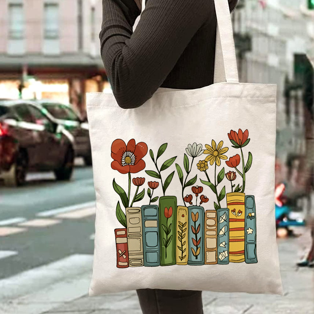 Women Hand Bags For Office - กระเป๋าผ้าลายชั้นวางหนังสือ ความจุขนาดใหญ่ สำหรับผู้หญิง เหมาะสำหรับการช้อปปิ้ง ท่องเที่ยว ตลาด