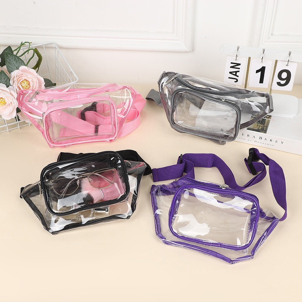 Women Bags Waterproof - กระเป๋าคาดเอวใส PVC หลายสี สายปรับได้ กันน้ำ ใช้ได้ในสนามกีฬา