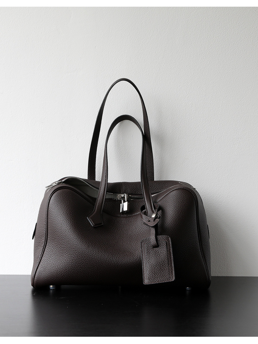 Women'S Bags Victoria - กระเป๋าหนังวิคตอเรียขนาดใหญ่ กระเป๋าทรงโบว์ลิ่งบอสตัน กระเป๋าถือทันสมัยสำหรับผู้ชายและผู้หญิง