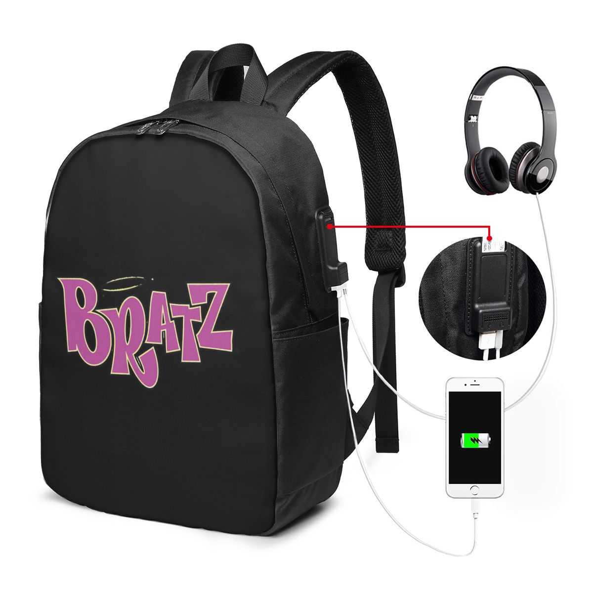 Women Bags Laptop - โลโก้แบรตซ์กระเป๋าเป้สะพายหลังกระเป๋าเดินทางกระเป๋าคอมพิวเตอร์กระเป๋านักเรียนวิทยาลัยกระเป๋าแล็ปท็อปกระเป๋าสะพายสำหรับผู้ชายผู้หญิง