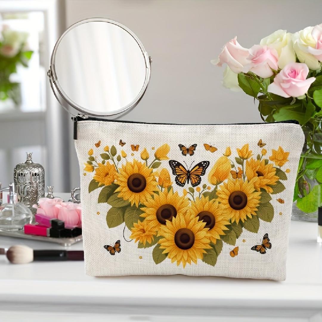 กระเป๋าเครื่องสำอางลายดอกทานตะ - Women Bags Zip บทวิจารณ์และราคา