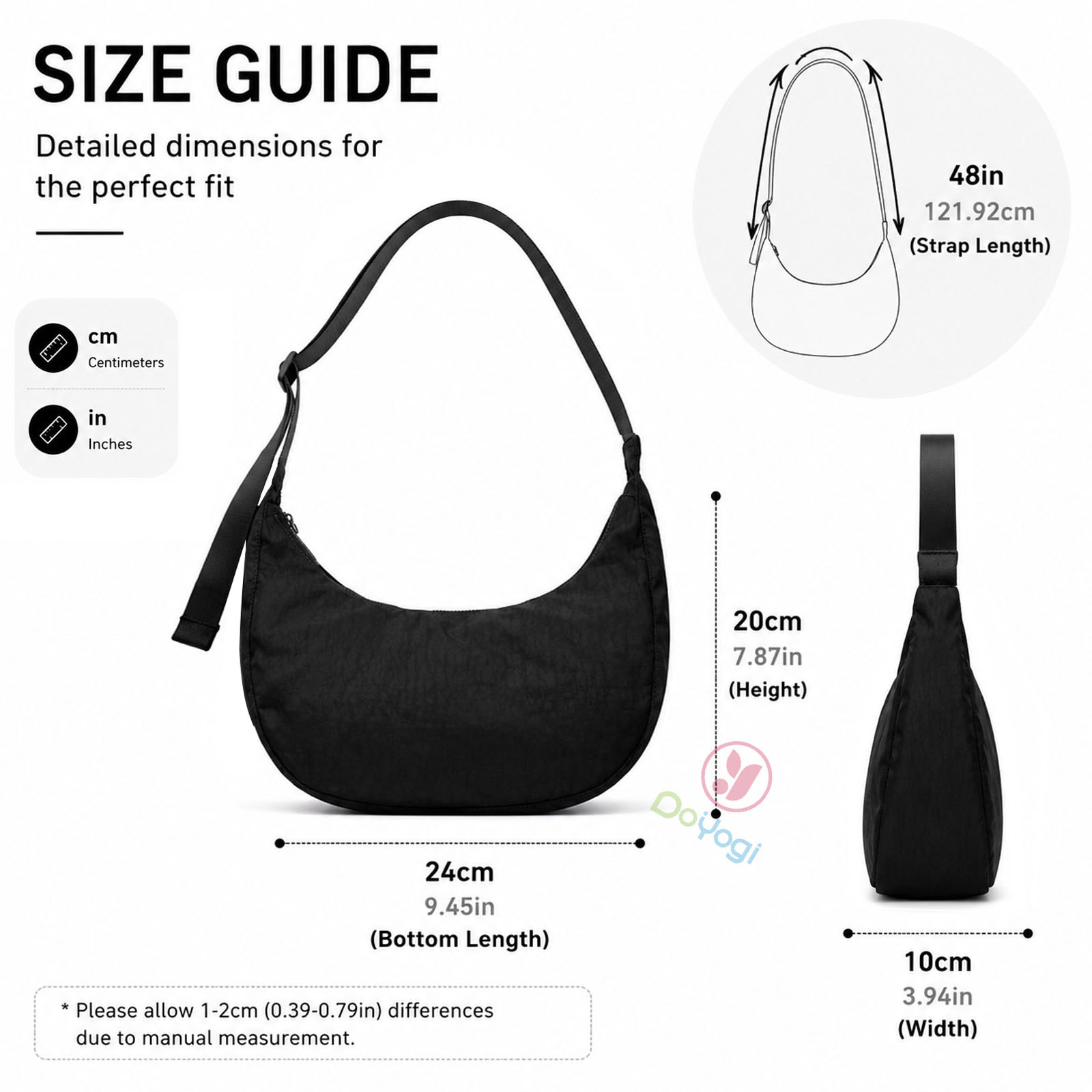 กระเป๋าไนลอนทรงครึ่งวงกลมขนาดก - Women Bags Zip บทวิจารณ์และราคา