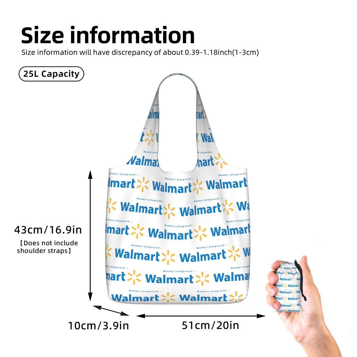 กระเป๋าช้อปปิ้งผ้าแคนวาส Walma - Women Bags Walmart บทวิจารณ์และราคา