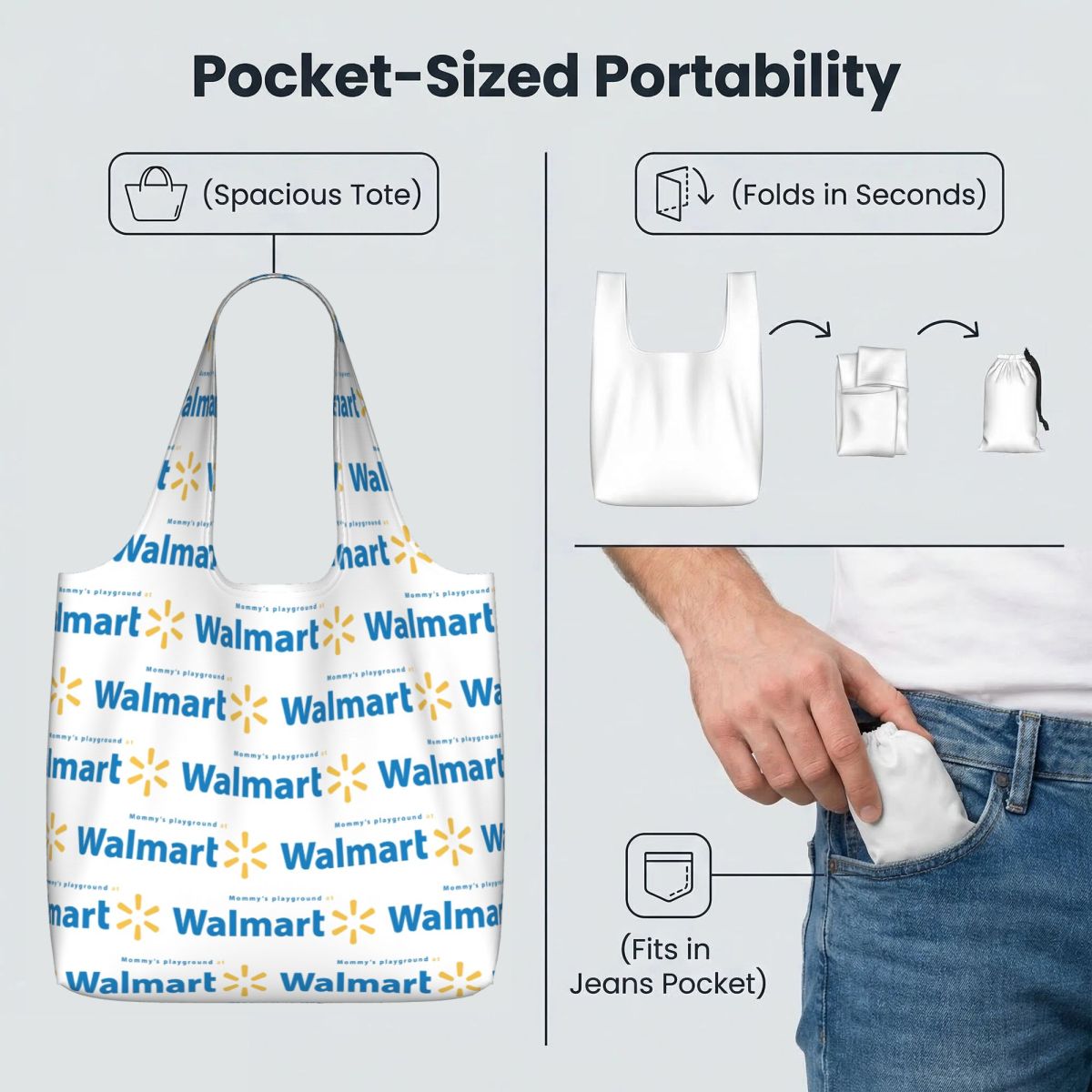 กระเป๋าช้อปปิ้งผ้าแคนวาส Walma - Women Bags Walmart บทวิจารณ์และราคา