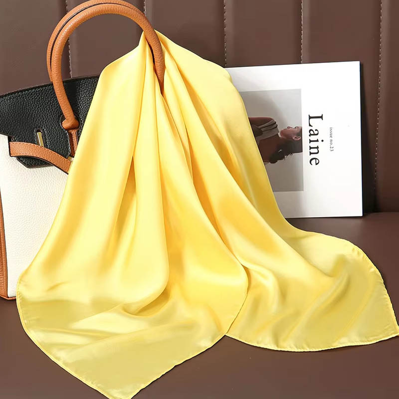 ผ้าพันคอไหมสีพื้นหรูหรา ผ้าซาต - Women Bags For Office บทวิจารณ์และราคา