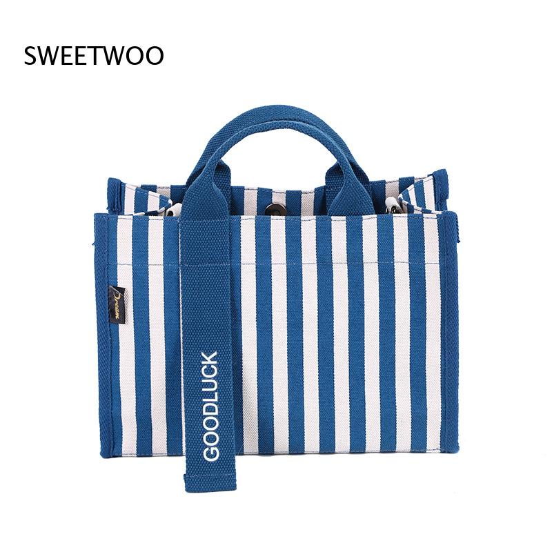 กระเป๋าผ้าแคนวาสลายทางแนวตั้งข - Women Hand Bags For Office บทวิจารณ์และราคา