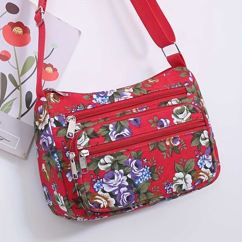 กระเป๋าสะพายข้างลายดอกไม้สุดเก - Women Bags Zip บทวิจารณ์และราคา