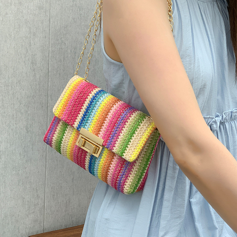 กระเป๋าสะพายข้างสานลายรุ้งสำหร - Mini Purse Chain บทวิจารณ์และราคา
