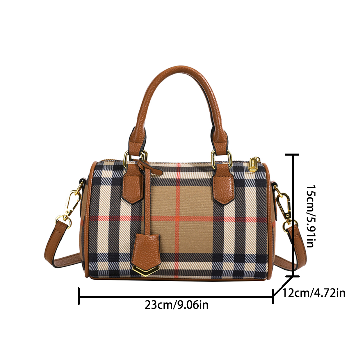 กระเป๋าสะพายไหล่ลายสก็อตคลาสสิ - Women Bags Zip บทวิจารณ์และราคา